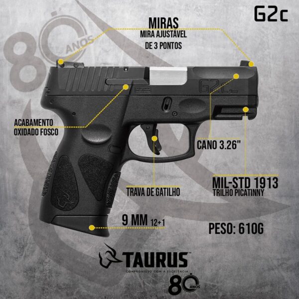 Vantagens e especificações da pistola Taurus G2c